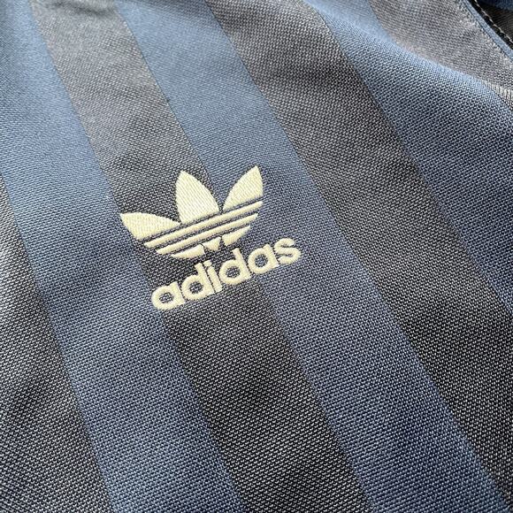 Adidas Originals Men's Polyester Navy Back Checker Print Shirt Size M 3 Striped - Picture 5 of 9